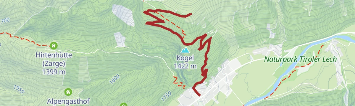 Route map: Kasermandl-Gsäß